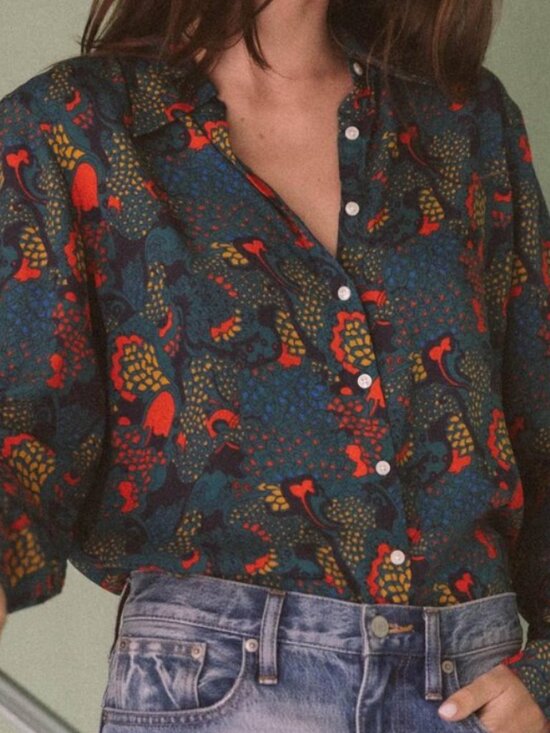 Birds Of Paradise Tops - Birds of Paradis by Trovata Silk Paisley Button Front Shirt